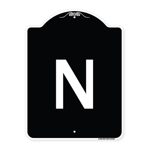 Sign with Letter N Heavy-Gauge Aluminum Architectural Sign, 24" x 18", BW-1824-22938